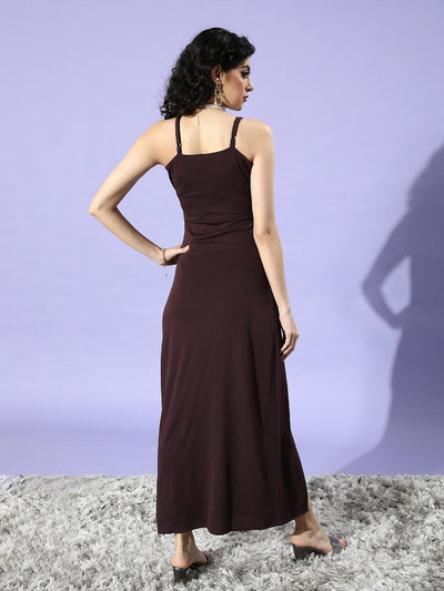 Athena Burgundy V-Neck Side Gathered Maxi Dress - Athena Lifestyle
