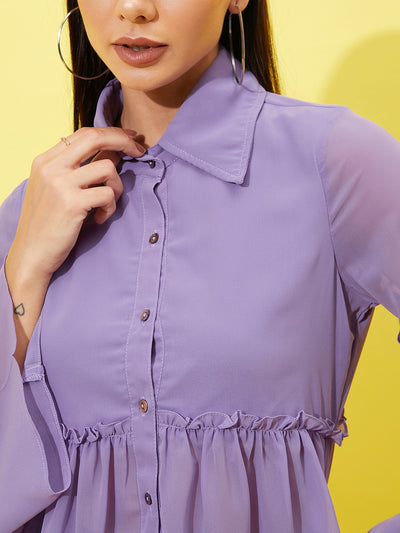 Athena Bell Sleeve Ruffles Shirt Style Top - Athena Lifestyle