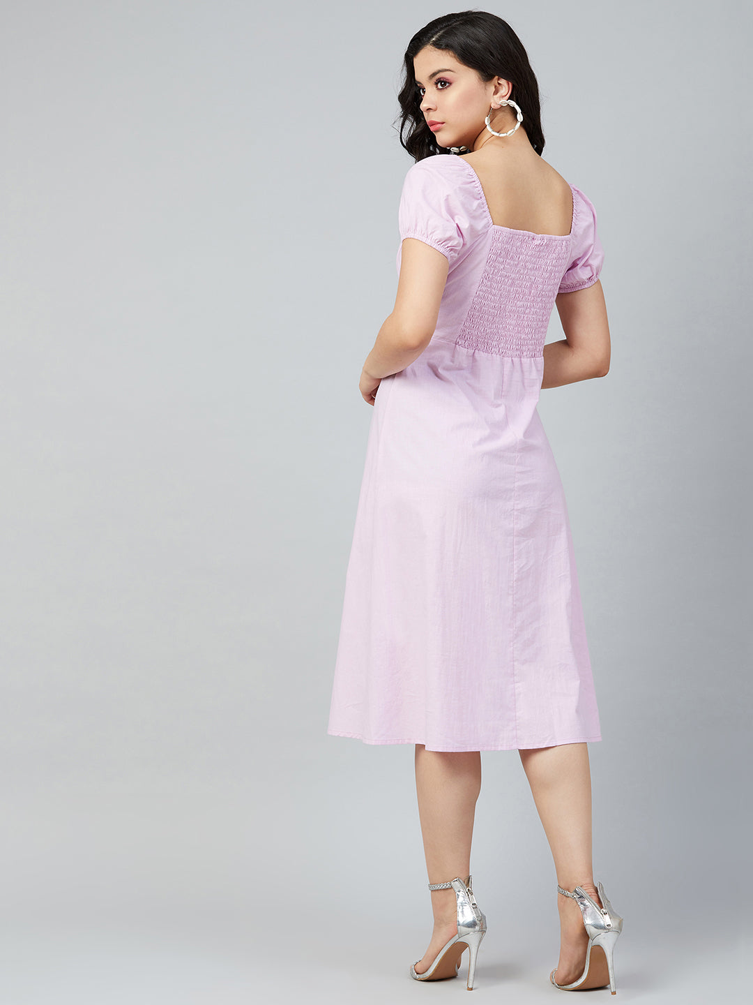 Athena Women Lavender Solid A-Line Dress - Athena Lifestyle