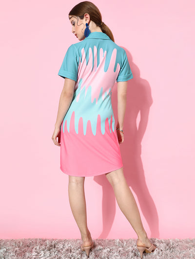 Athena Bubblegum color- blocking shirt dress - Athena Lifestyle