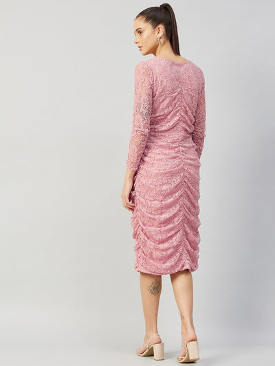 Athena Pink Lace Sheath Midi Dress - Athena Lifestyle