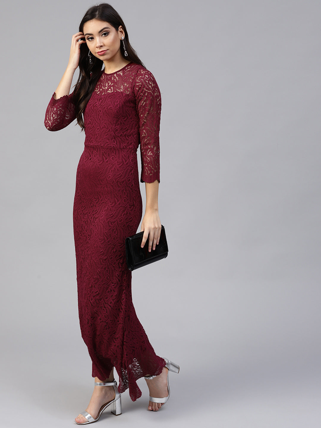 Athena Burgundy Lace Maxi Dress - Athena Lifestyle