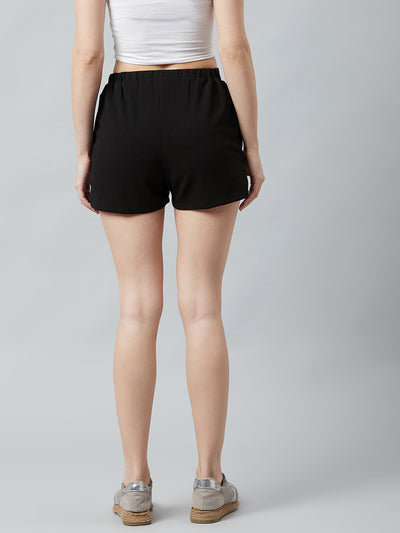 Athena Women Black Solid Regular Fit Shorts - Athena Lifestyle