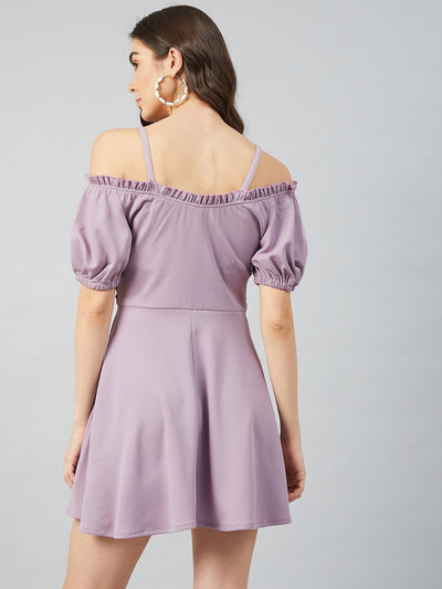 Athena Women Lavender Off-Shoulder Ruched Dress - Athena Lifestyle
