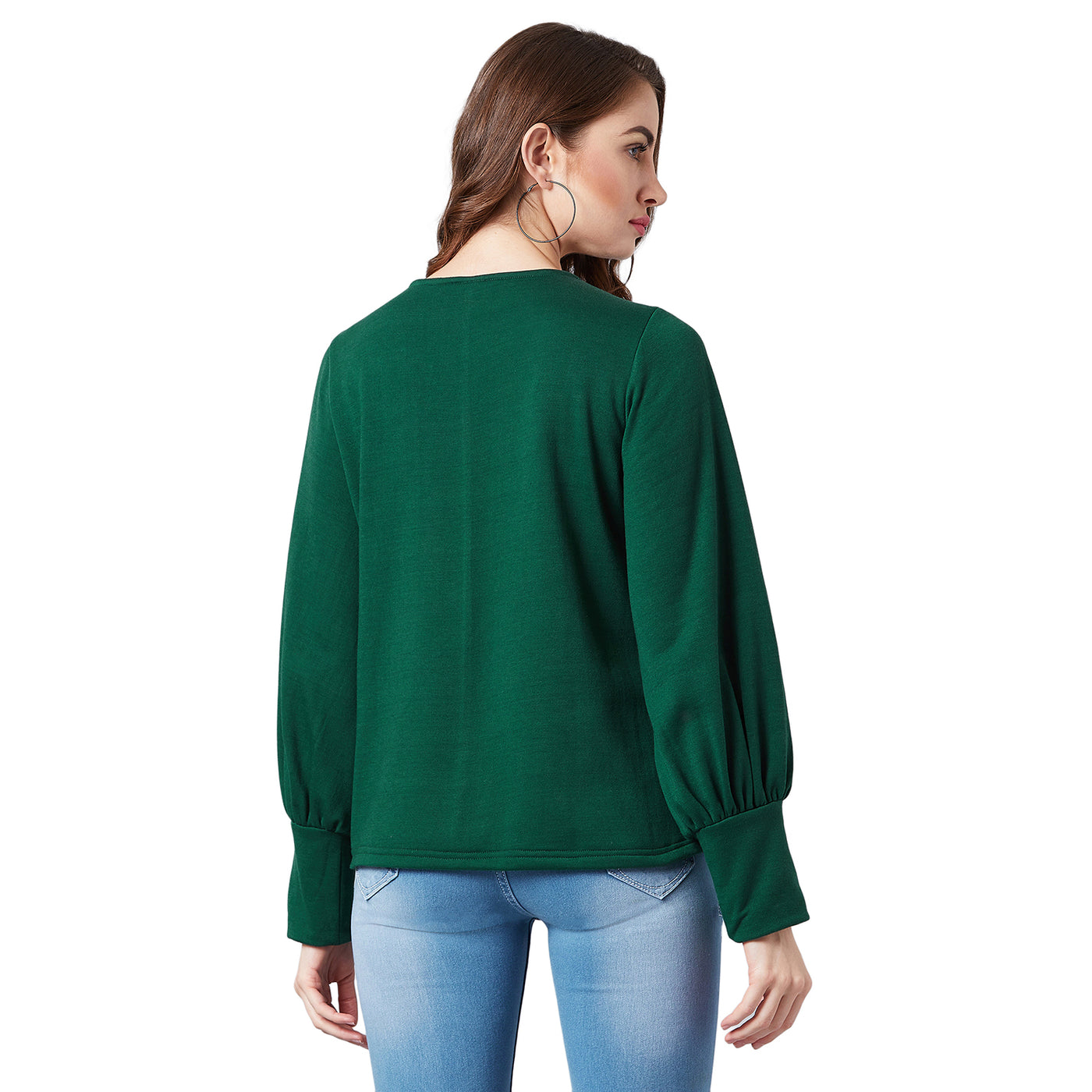 Athena Women Green Embroidered Sweatshirt - Athena Lifestyle