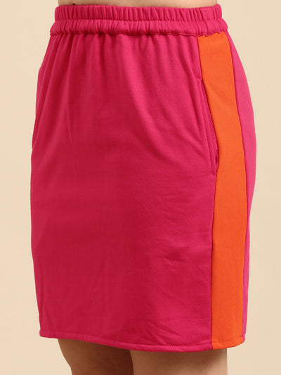 Athena Women Fuchsia & Orange Colourblocked Top with Skirt - Athena Lifestyle
