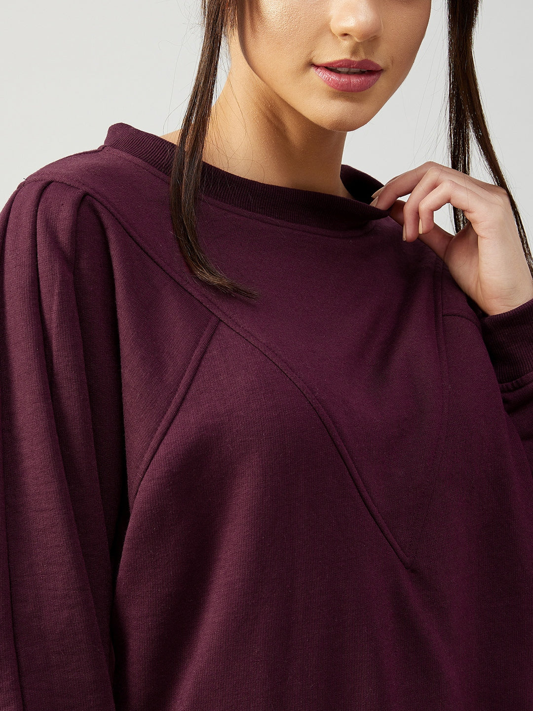 Athena Women Burgundy Fleece Sweatshirt - Athena Lifestyle