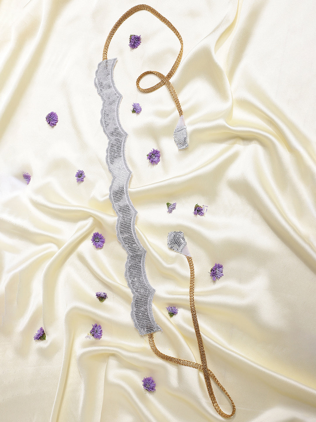 Athena Women White & Silver-Toned Sequence Embellished Waist Belt - Athena Lifestyle