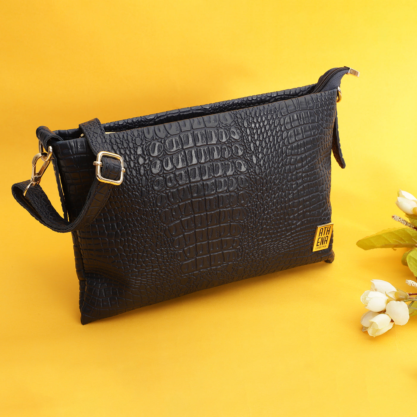 Athena Blue Textured PU Sling Bag - Athena Lifestyle