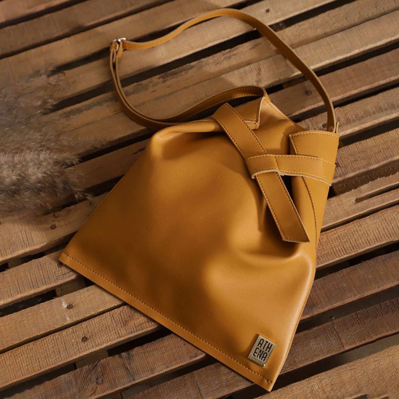 Athena Brown PU Structured Sling Bag - Athena Lifestyle