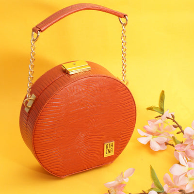 Athena Orange Textured Box Clutch - Athena Lifestyle