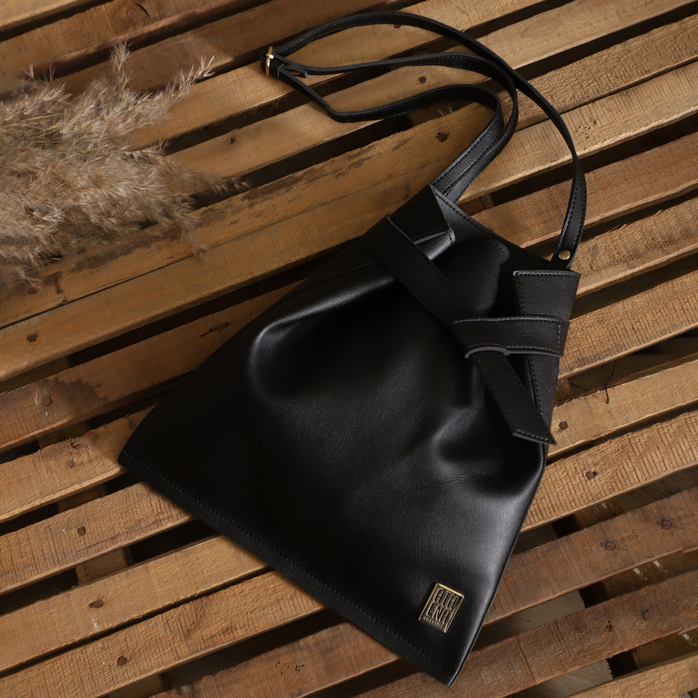 Athena Black PU Structured Sling Bag - Athena Lifestyle