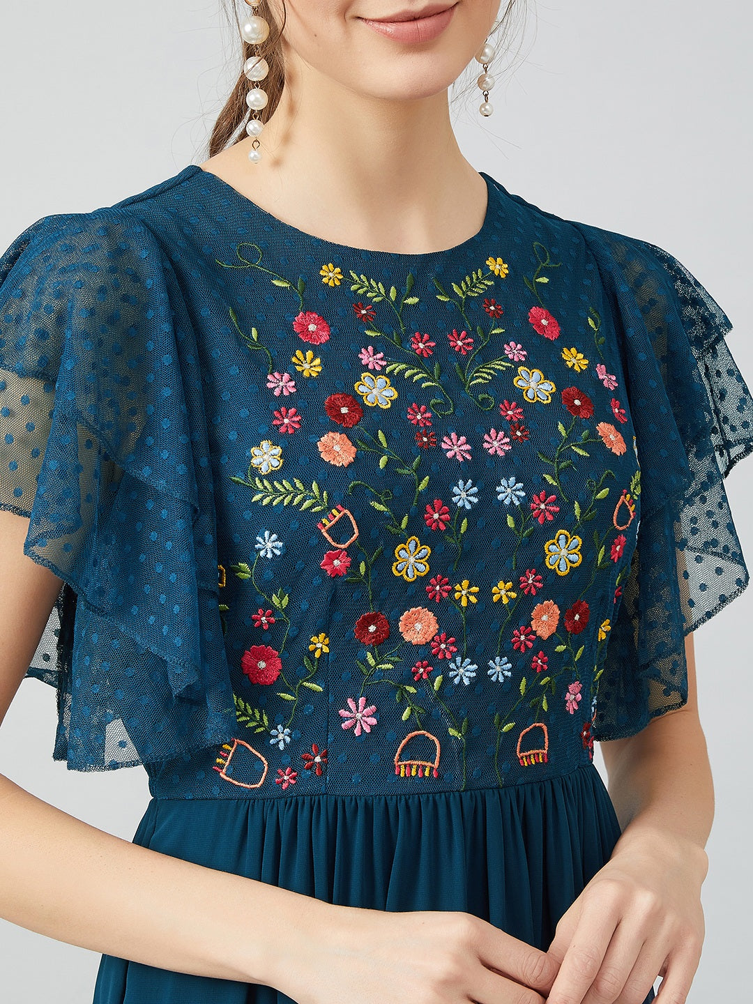 Athena Blue Embroidered Maxi Dress - Athena Lifestyle