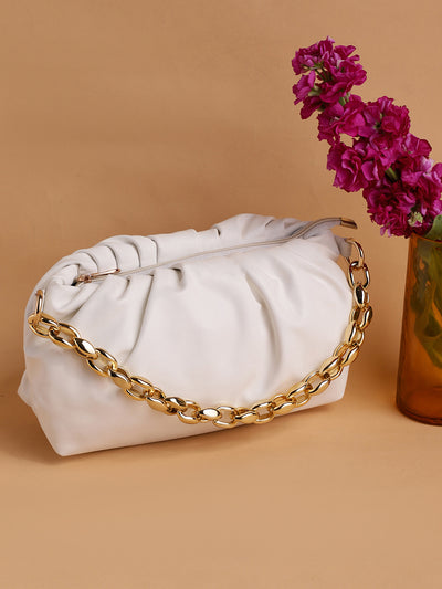 Athena Women White Solid Handheld Bag - Athena Lifestyle