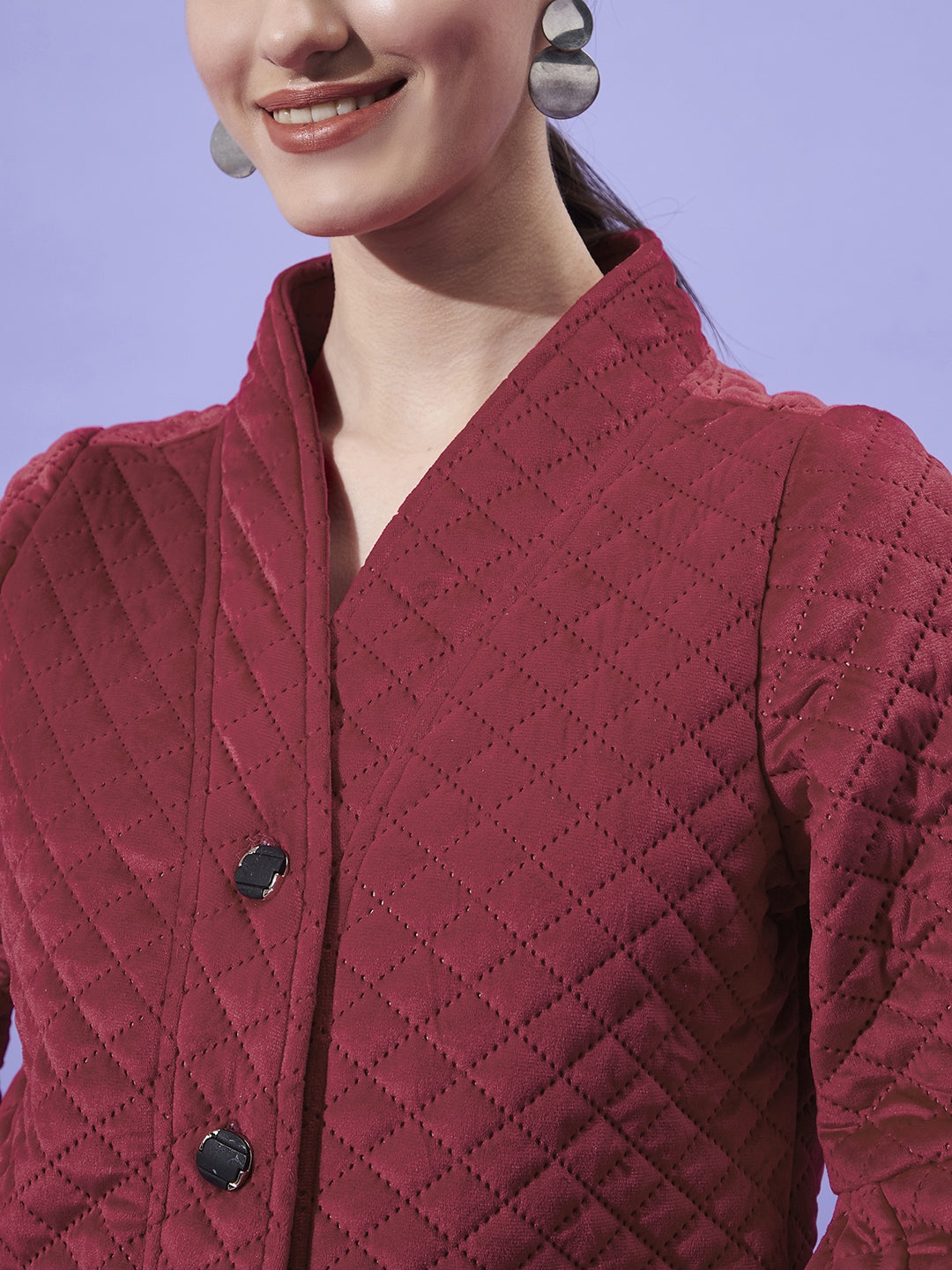 Athena Women Red Quilted Pea Coat - Athena Lifestyle