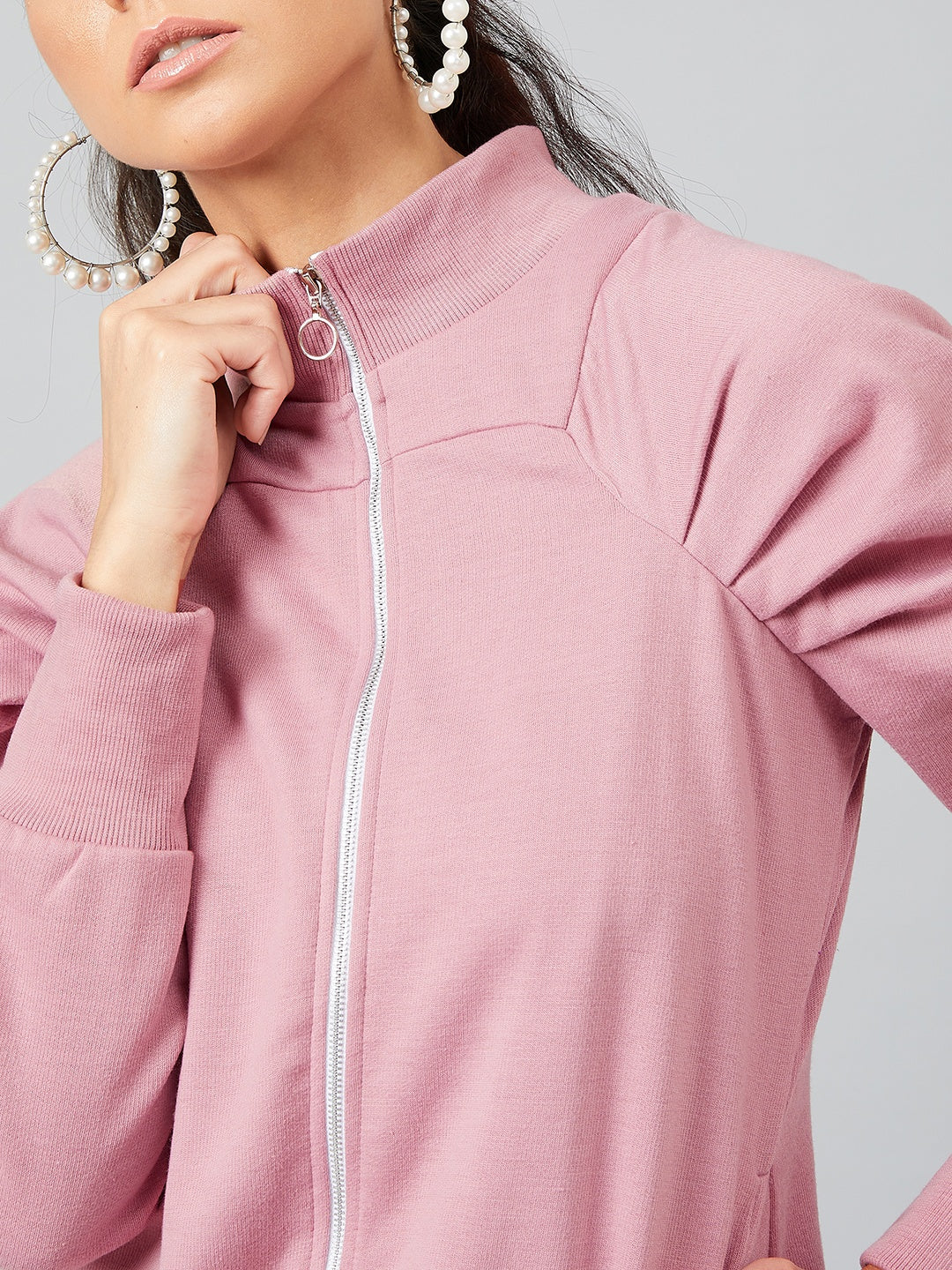 Athena Women Pink Solid Sweatshirt - Athena Lifestyle
