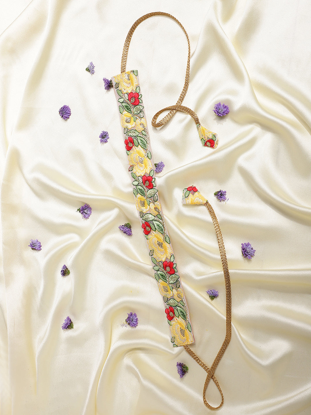 Athena Women Yellow & Red Flower Embroidery Belt - Athena Lifestyle