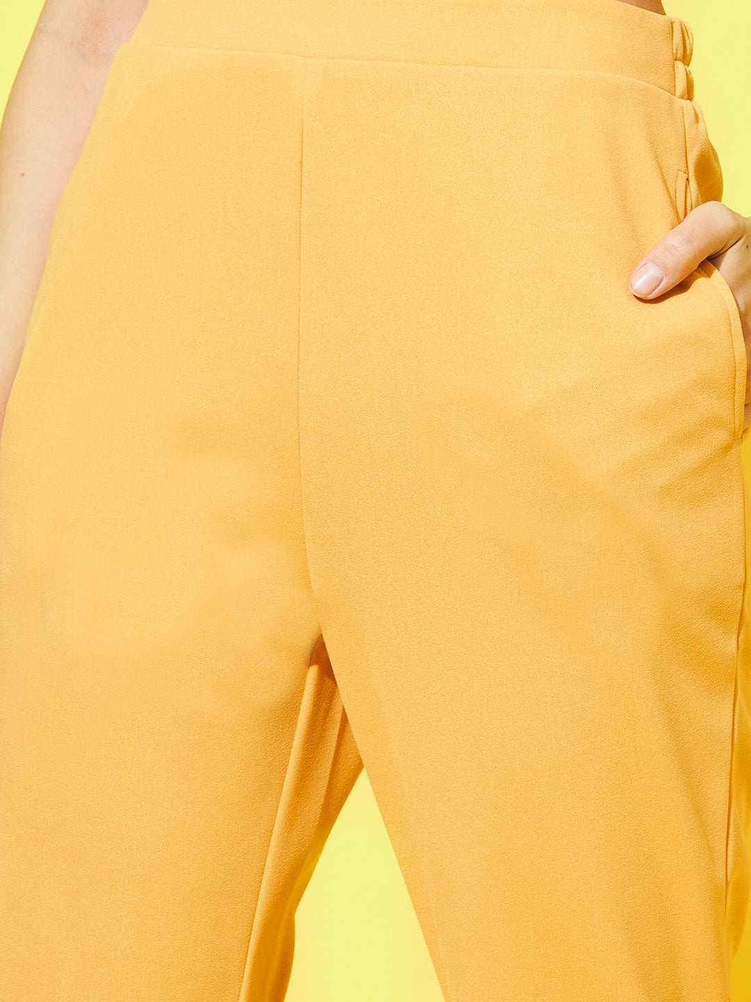Buy Van Heusen Yellow Mid Rise Trousers for Women Online  Tata CLiQ