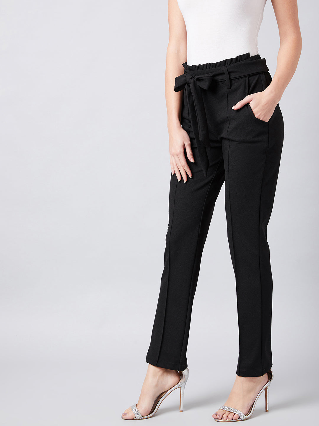 Women Grey Relaxed Regular Fit Solid Peg Trousers