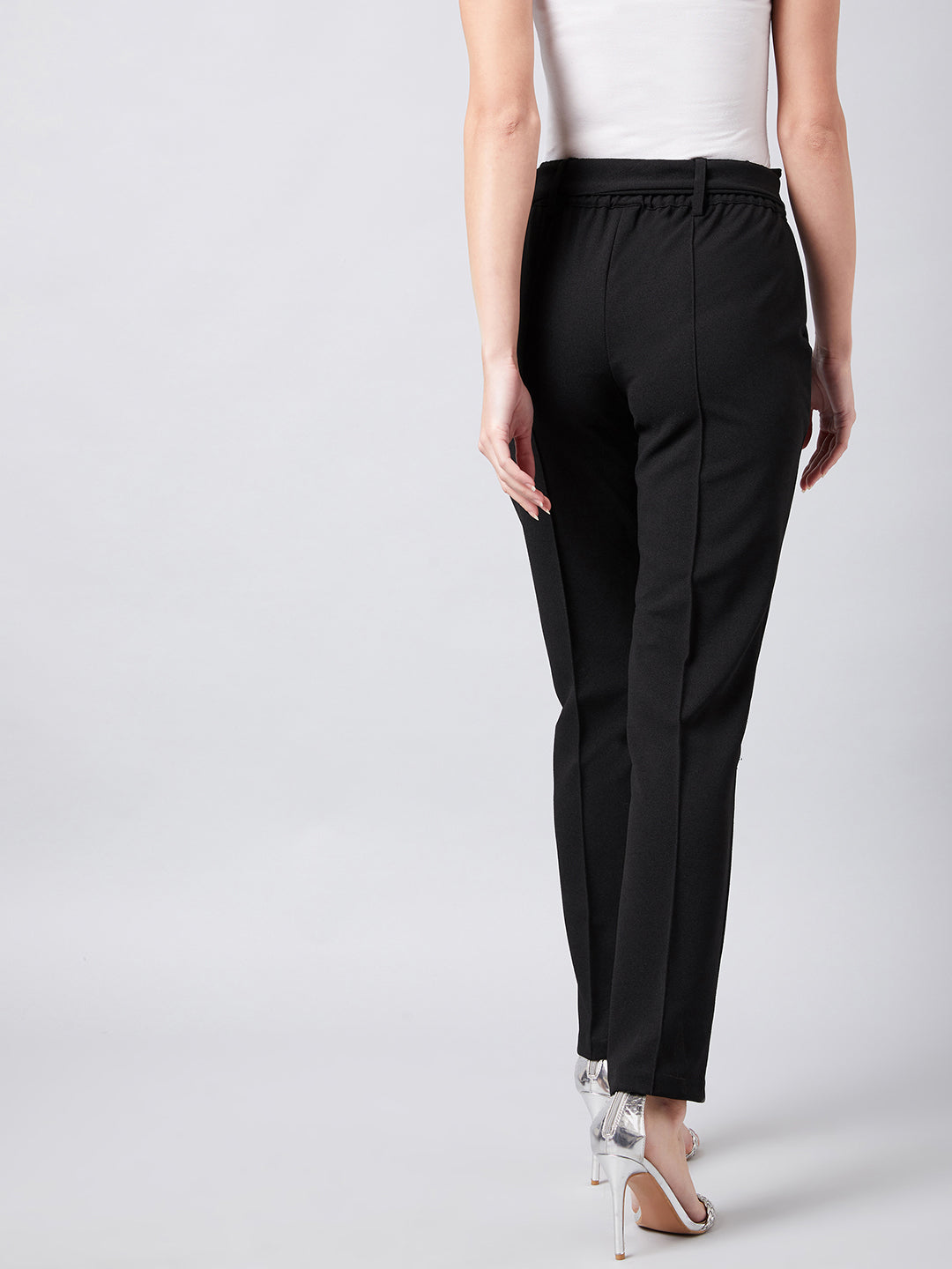 Women Tapered Fit High-Rise Pleated Peg Trousers