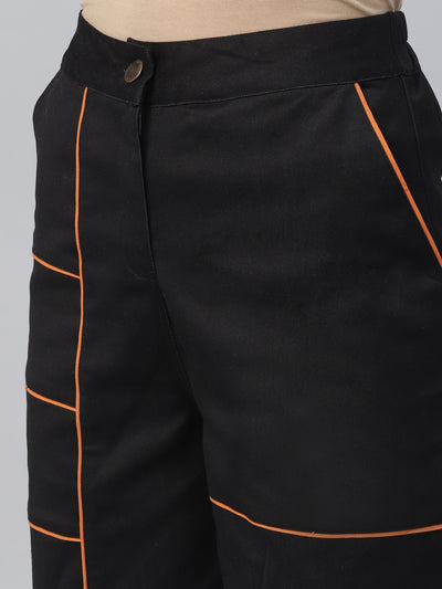 Athena Women Black & Orange Regular Fit Printed Joggers - Athena Lifestyle