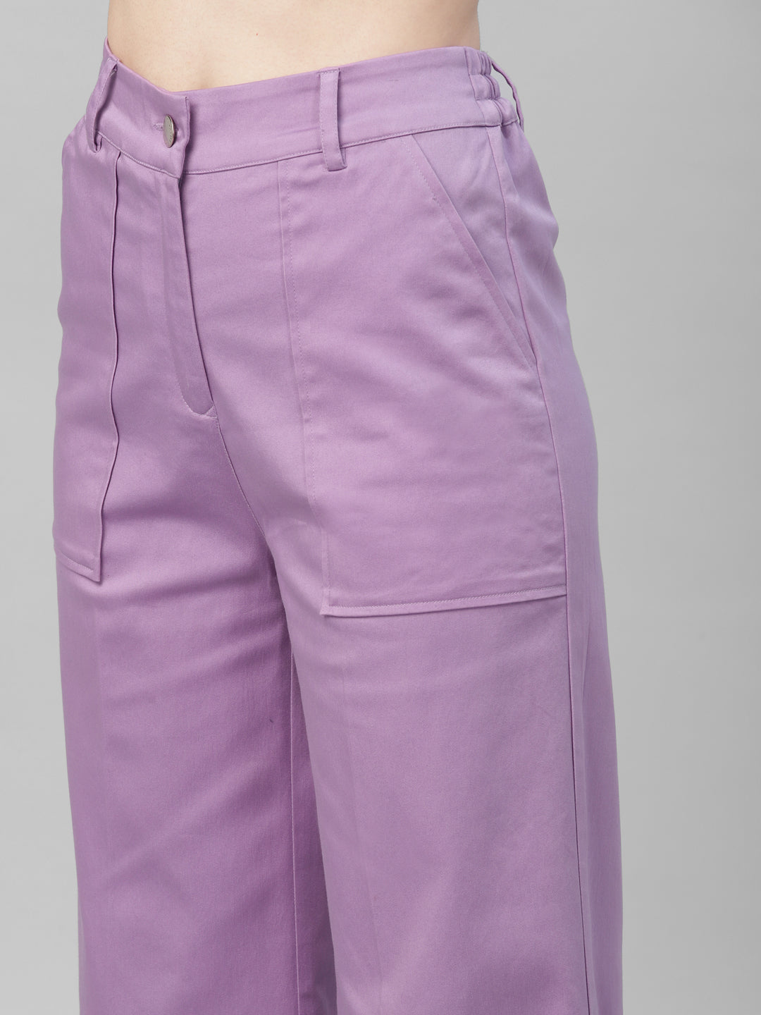 Athena Women Lavender Flared Solid Parallel Trousers - Athena Lifestyle