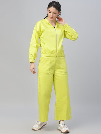 Athena Women Lime Green Solid Hoodie With Trousers - Athena Lifestyle