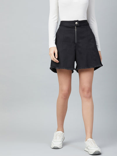 Athena Women Black Solid Loose Fit Regular Shorts - Athena Lifestyle