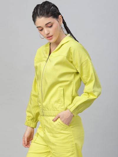 Athena Women Lime Green Solid Hoodie With Trousers - Athena Lifestyle