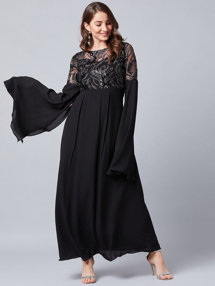 myntra athena embellished slit sleeves maxi dress reviews Black – vintage_prom_dress Women's Cotton Linen Midi Größe:Custom Made