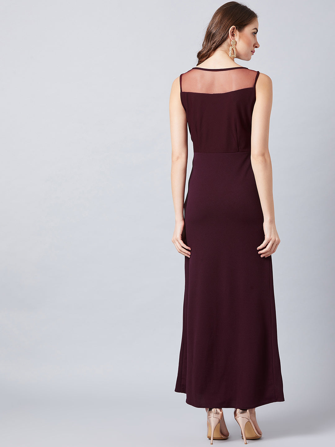 Athena Burgundy & Brown Embellished Maxi Dress – athenalifestyle.com