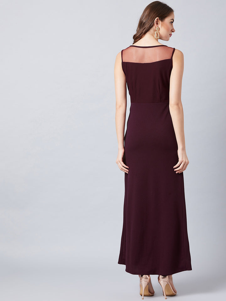 Athena Burgundy Brown Embellished Maxi Dress Athena Lifestyle