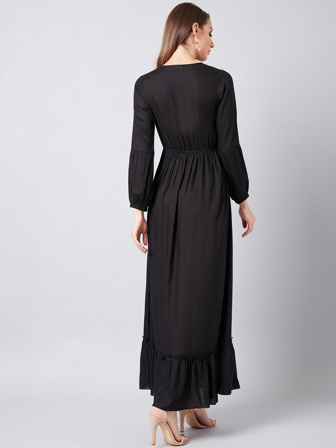 Athena Women Black Embroidered Maxi Dress - Athena Lifestyle