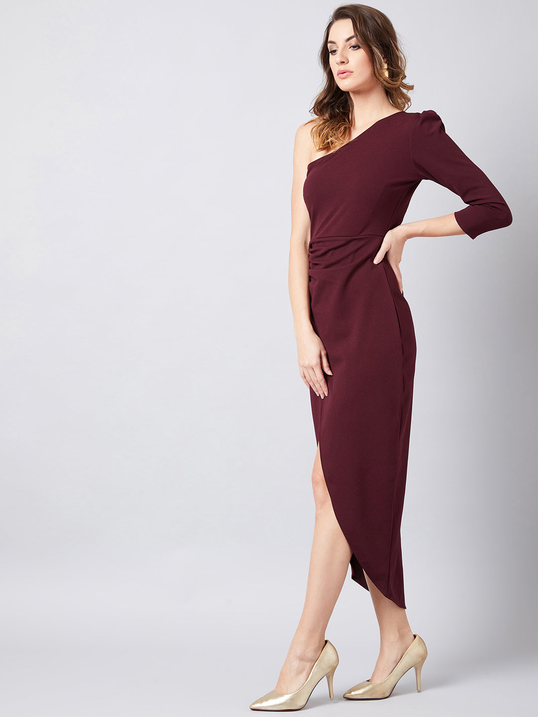 Athena Burgundy Pleated Wrap Dress - Athena Lifestyle