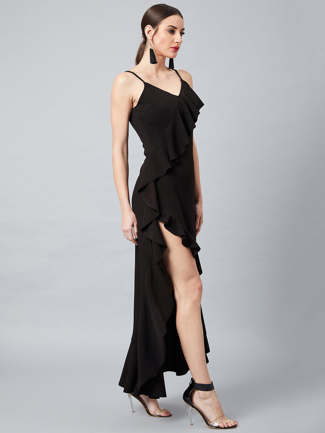 Athena Black Ruffled Maxi Dress - Athena Lifestyle