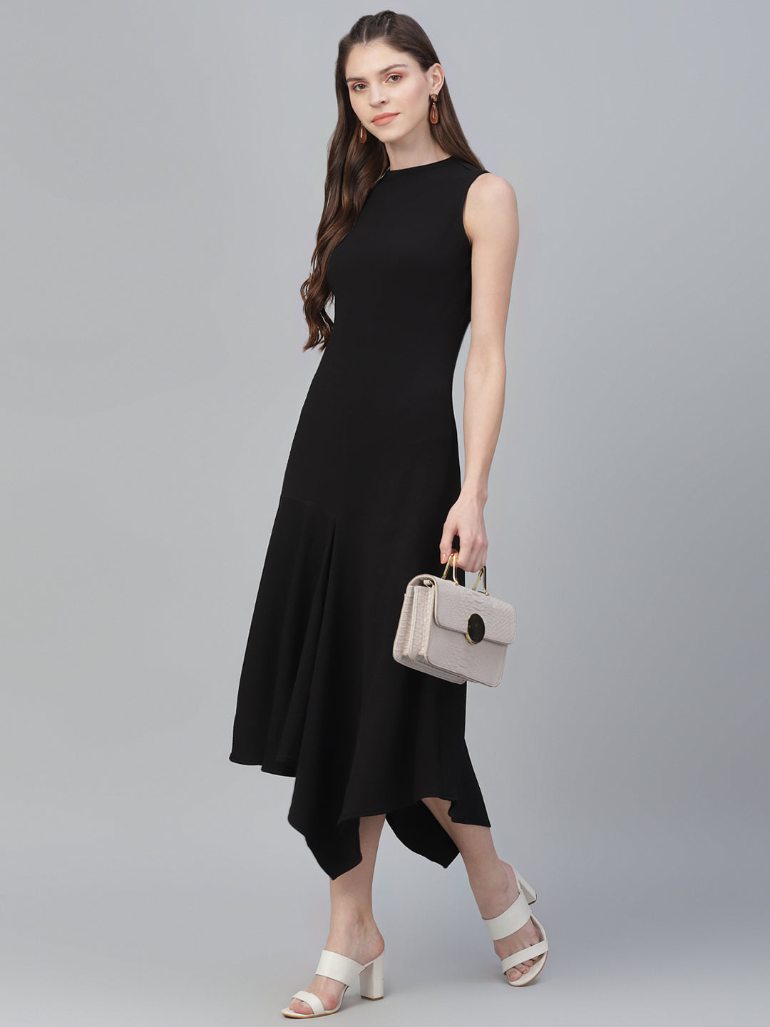 Athena Women Black Solid A-Line Dress - Athena Lifestyle
