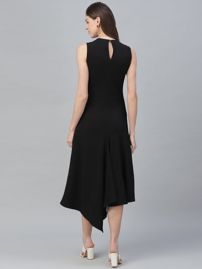 Athena Women Black Solid A-Line Dress - Athena Lifestyle
