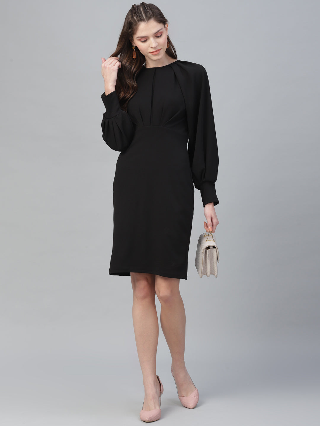 Athena Women Black Solid Sheath Dress - Athena Lifestyle