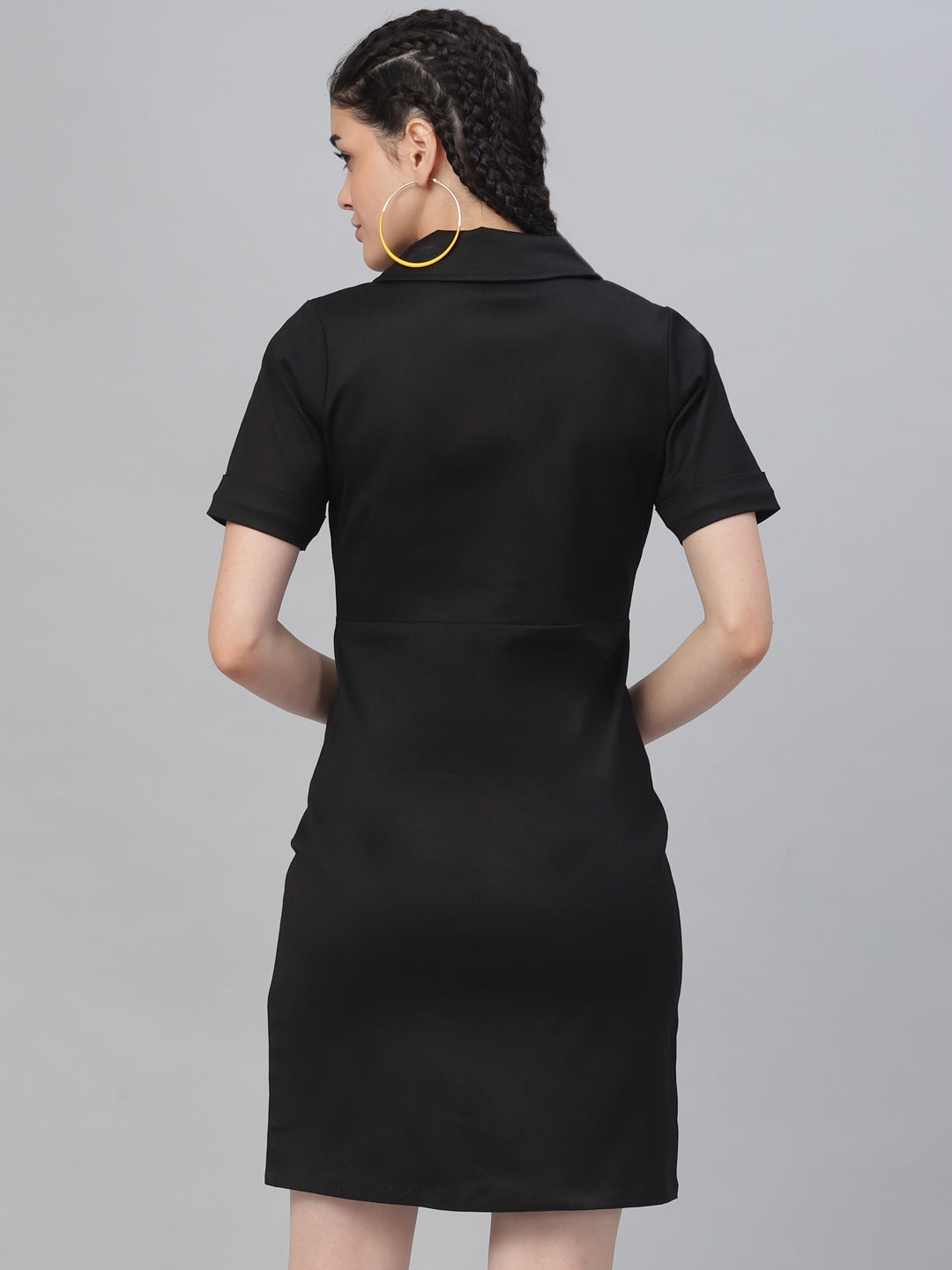 Athena Women Black Solid Denim Shirt Dress - Athena Lifestyle
