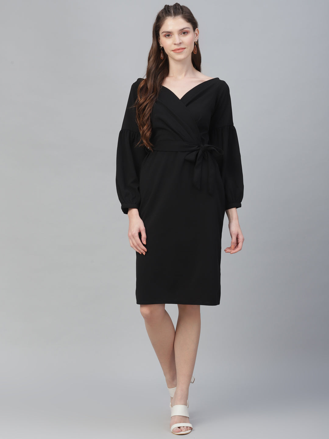 Athena Black V-Neck Wrap Dress - Athena Lifestyle