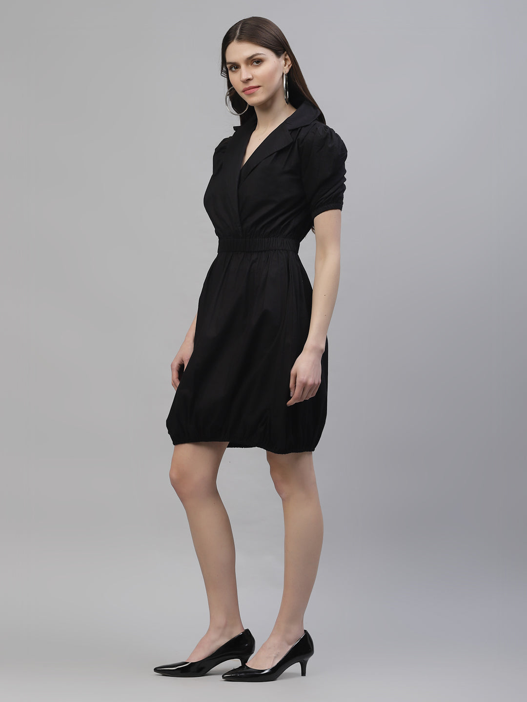 Athena Women Black Solid Wrap Dress - Athena Lifestyle