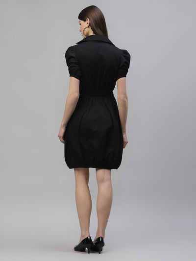 Athena Women Black Solid Wrap Dress - Athena Lifestyle