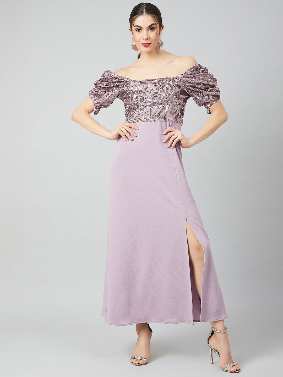 Athena Women Lavender Embellished Maxi Dress - Athena Lifestyle
