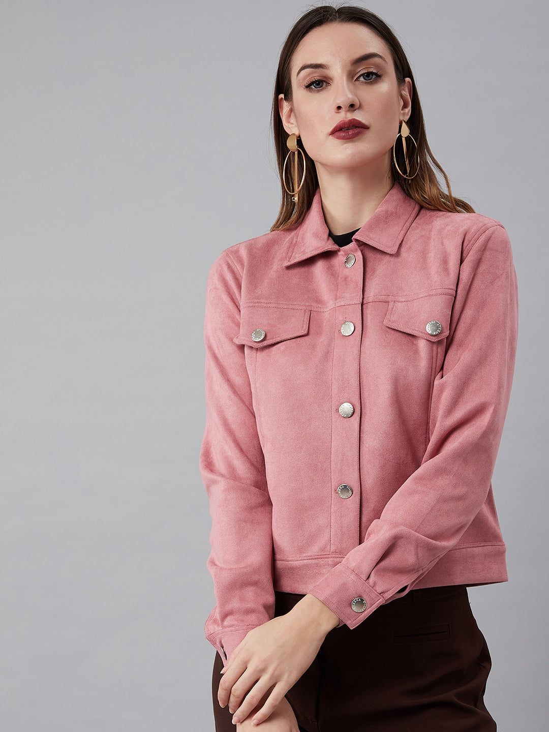 Athena Women Pink Solid Tailored Jacket - Athena Lifestyle