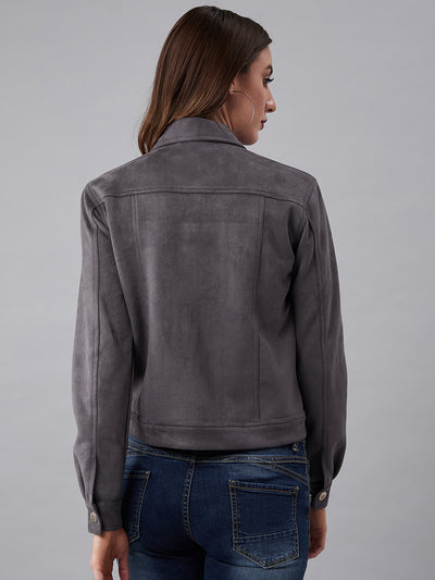 Athena Women Grey Solid Tailored Jacket - Athena Lifestyle