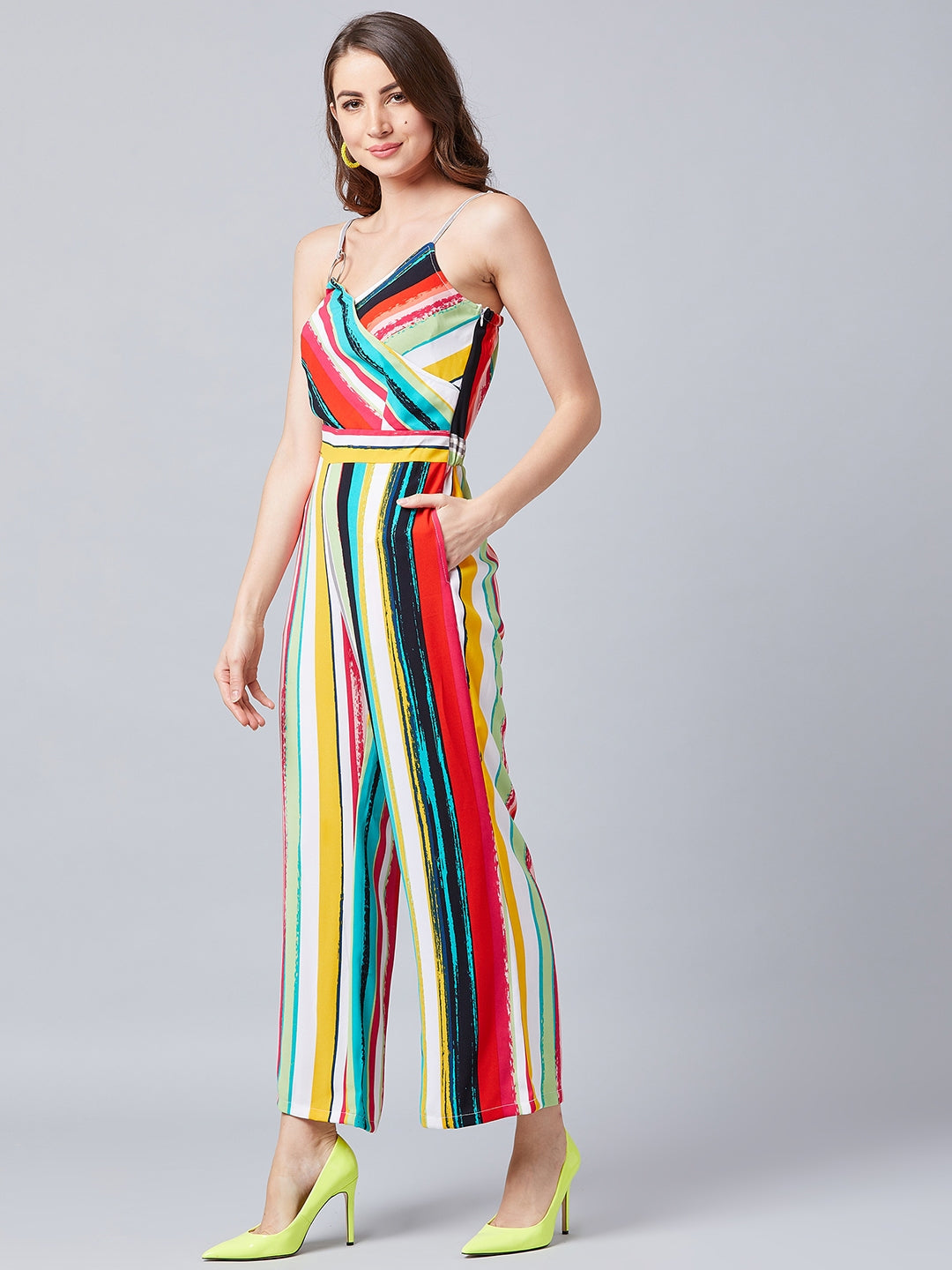 Athena Women Multicoloured Striped Basic Jumpsuit - Athena Lifestyle