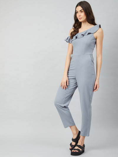 Athena Women Grey Solid Jumpsuit - Athena Lifestyle