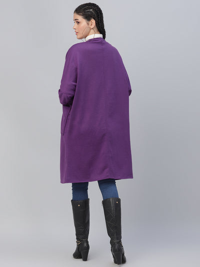 Athena Women Purple Solid Open Front Shrug - Athena Lifestyle