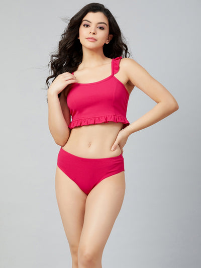 Athena Women Fuchsia Pink Solid 2-Piece Swimwear - Athena Lifestyle
