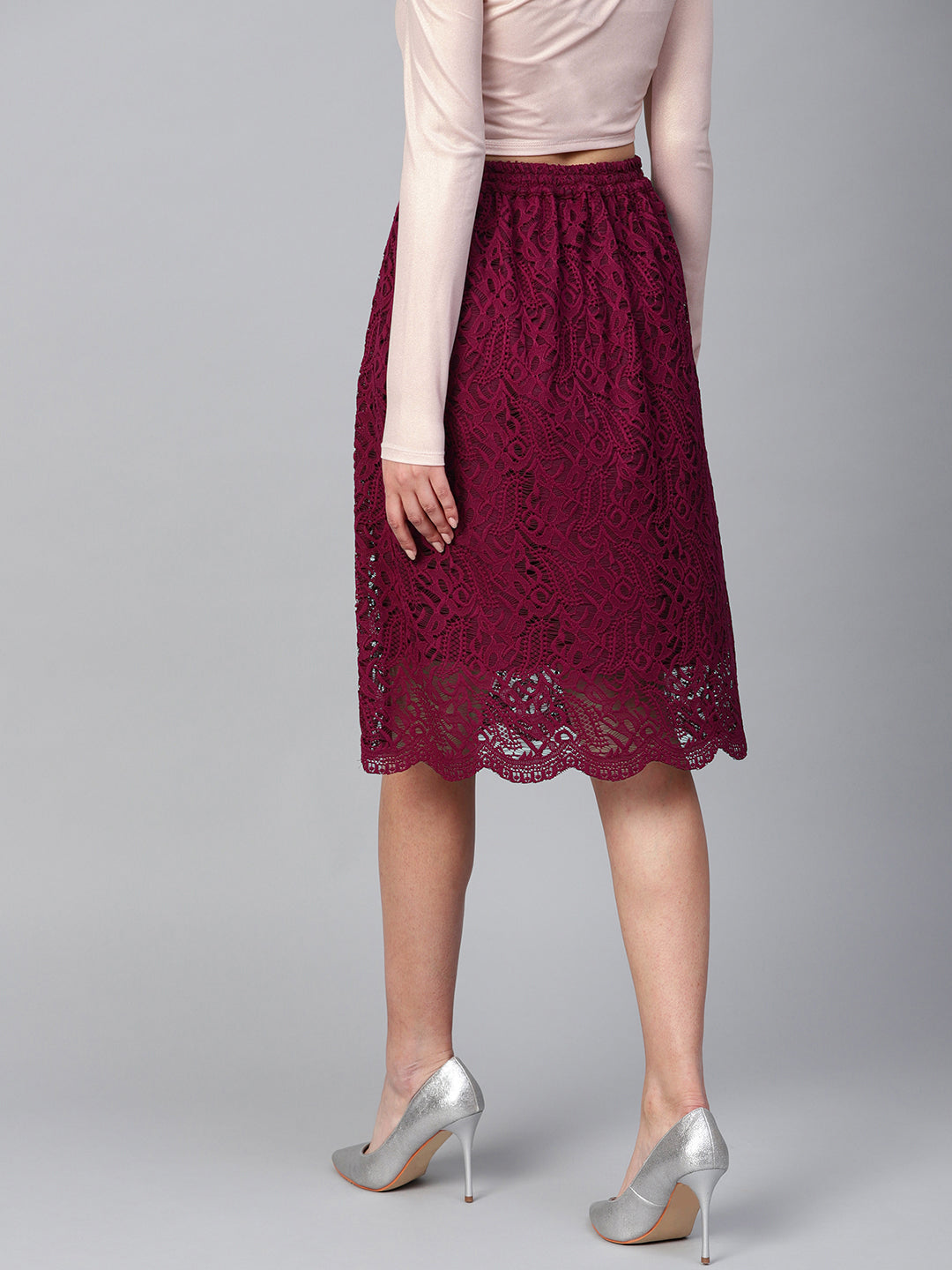 Athena Burgundy Lace A-Line Skirt - Athena Lifestyle